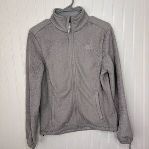 The North Face Womens Collared Grey Fleece Full Zip Up Jacket Pockets Size Small
